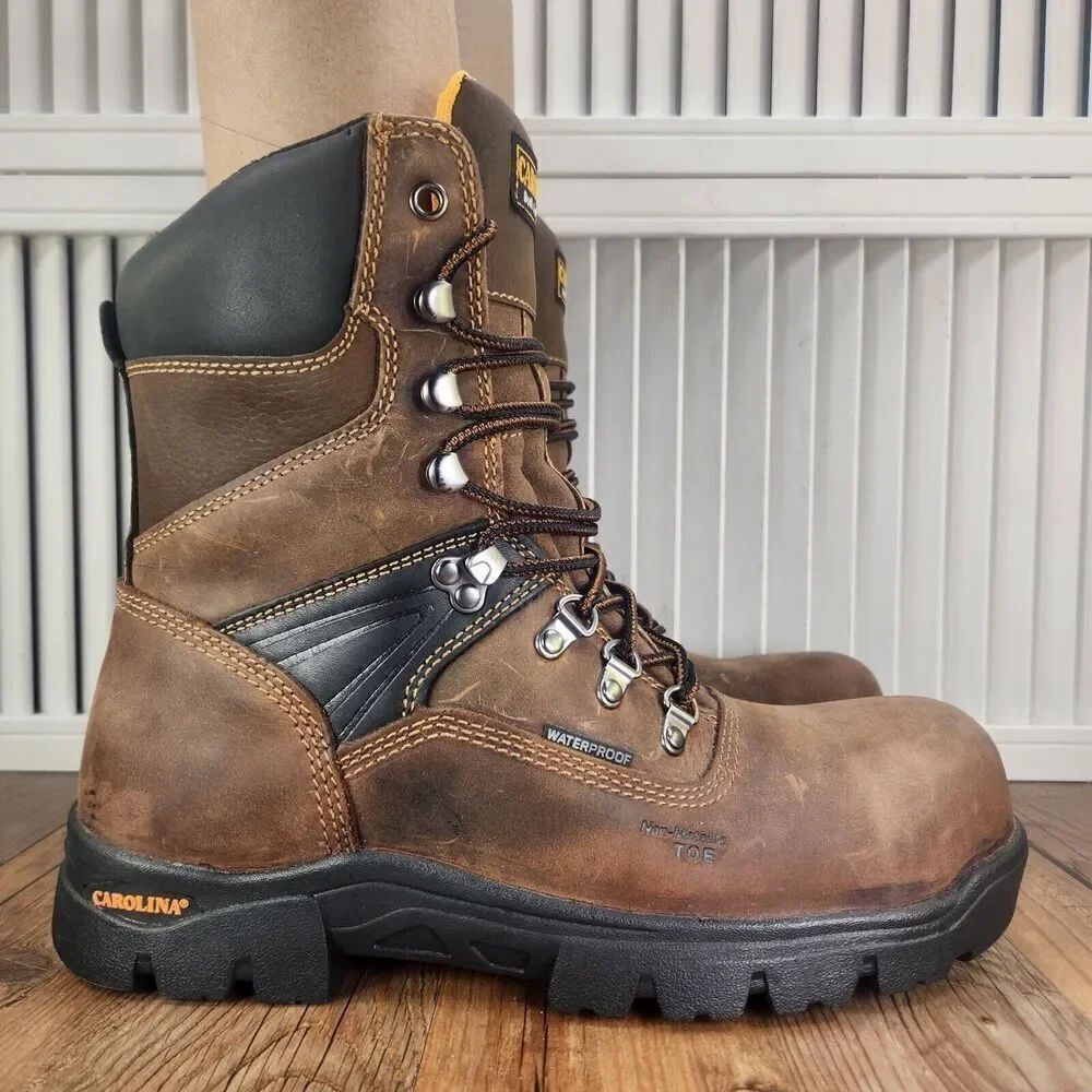 Carolina CA5589 8" Waterproof Composite Toe Work Boots Mens Sz 8.5 EE Wide Brown